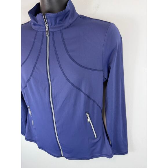 Acegolfs Performance Golf Jacket Blue Size Medium Womens Ruffle Tiered Detail - Picture 9 of 11